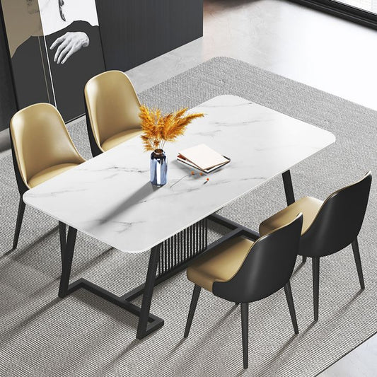 Modern 1/2/5/7 Pieces Dining Set Sintered Stone Rectangle Dining Table with Chairs Clearhalo 'Dining Room Sets' 'Dining Tables & Seating' 'dining_room_set' 'furn' 'furn_dining_room_set' 'Furniture' 'furniture_dining_room_set' 'Kitchen & Dining Furniture' 'kitchen&dining_furn' 'kitchen' 1200x1200_fecde6df-be79-41f8-aa53-f6940aac3873