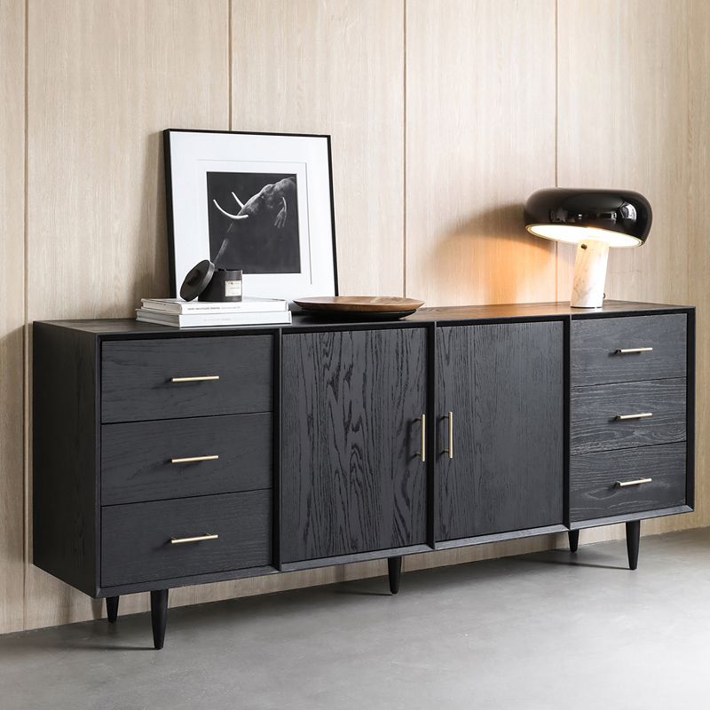 Black Buffet Server with Drawers Pine Solid Wood Dining Server Clearhalo 'buffet_sideboard' 'Buffets & Sideboards' 'furn' 'furn_buffet_sideboard' 'Furniture' 'Kitchen & Dining Furniture' 1200x1200_fecdff05-37d2-43b9-970f-df9329386fb2