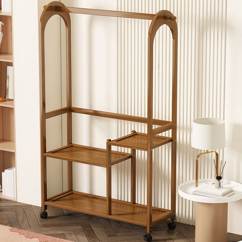 Colgador de madera estilo moderno estilo de pelaje para el suelo minimalista con polea