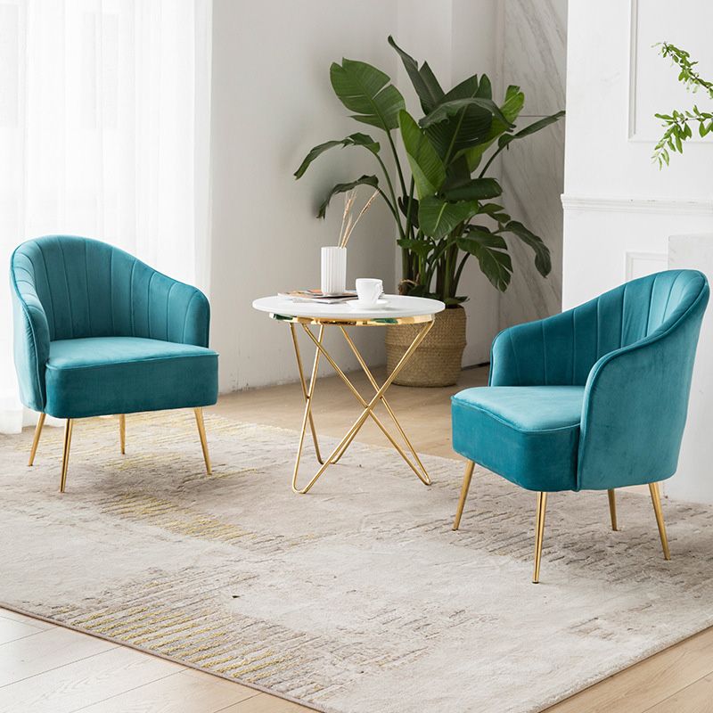 24.4"W Velvet Sloped Arms Barrel Chair with Basic Four Legs and Sewn Pillow Back Clearhalo 'Accent Chairs' 'accent_chairs' 'Chairs & Seating' 'furn' 'furn_accent_chairs' 'Furniture' 'Living Room Furniture' 1200x1200_fece30f6-d2f6-4710-8588-348aaa04d1e6