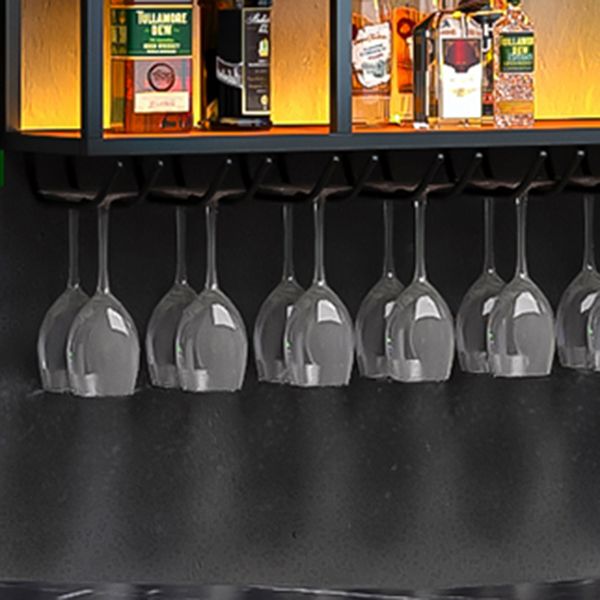 Porte-vides muraux en bois et porte-vin en métal en marron et noir