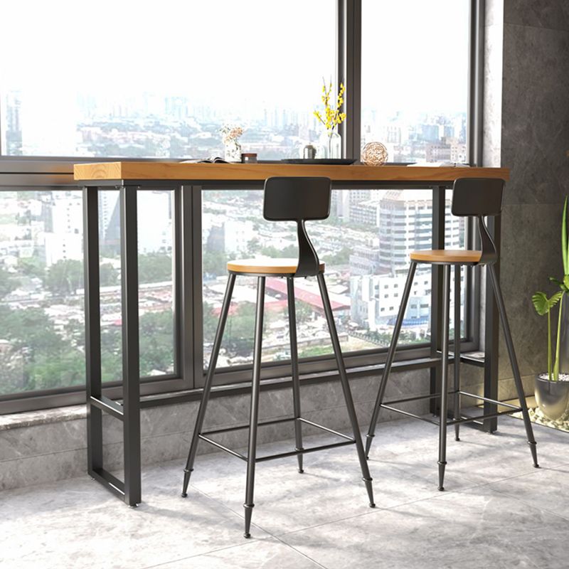 Industrial Rectangle Bar Table Solid Wood Top Bar Table with Trestle Base Clearhalo 'Bar Furniture' 'Bar Tables' 'bar_tables' 'furn' 'furn_bar_tables' 'Furniture' 'Kitchen & Dining Furniture' 1200x1200_fece39c1-50c4-4ea4-9241-7aaad97edba7