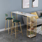 Glam Rectangle Pub Table 3-shelf Faux Marble Bar Height Table with Metal Base Clearhalo 'Bar Furniture' 'Bar Tables' 'bar_tables' 'furn' 'furn_bar_tables' 'Furniture' 'Kitchen & Dining Furniture' 1200x1200_fed06ba1-c6d9-449c-8739-c020ab65e291