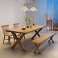 Industrial Dinner Table Rectangle Solid Wood Dinette Table in Brown