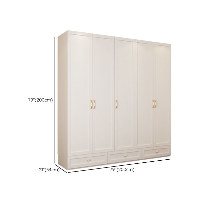 White Hinged Wardrobe Cabinet Engineered Wood Wardrobe Armoire