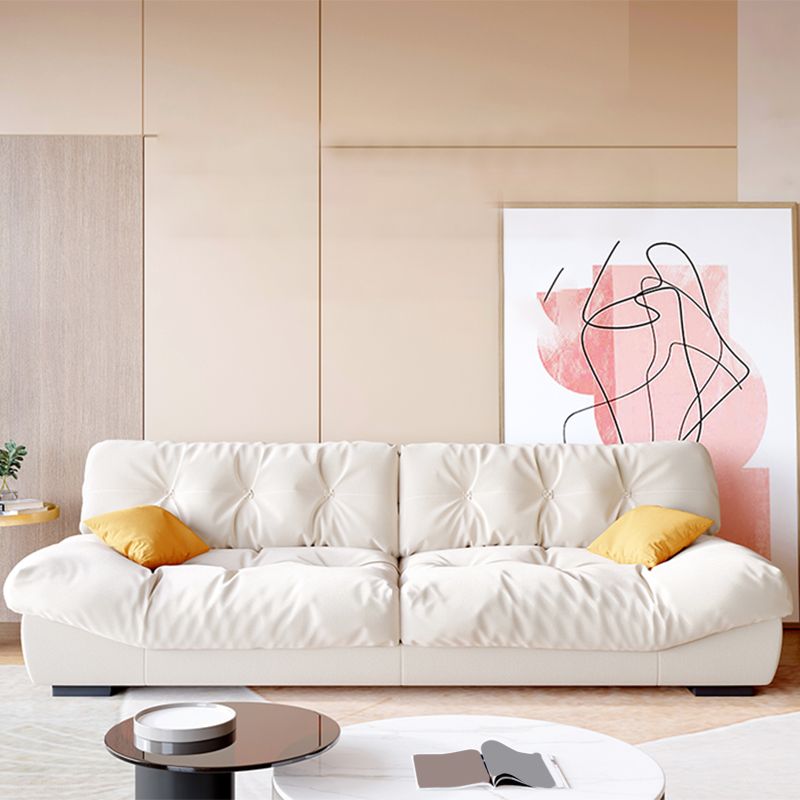 ベージュのコンテンポラリーフェイクレザー/スエードアームレス房のソファソファ