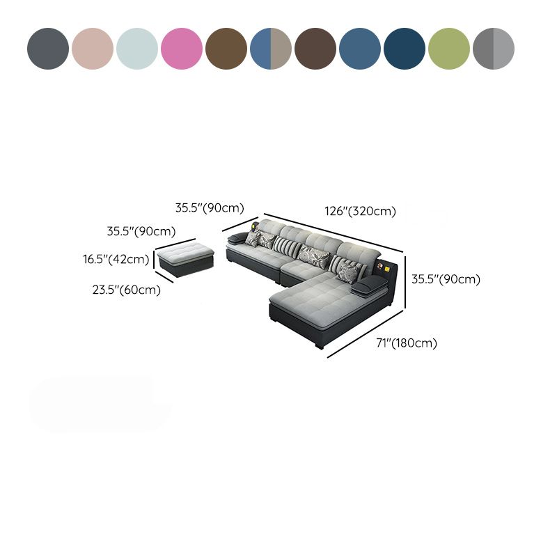 Divano in lino da fattoria con cantiera cuscino braccio a 4 posti