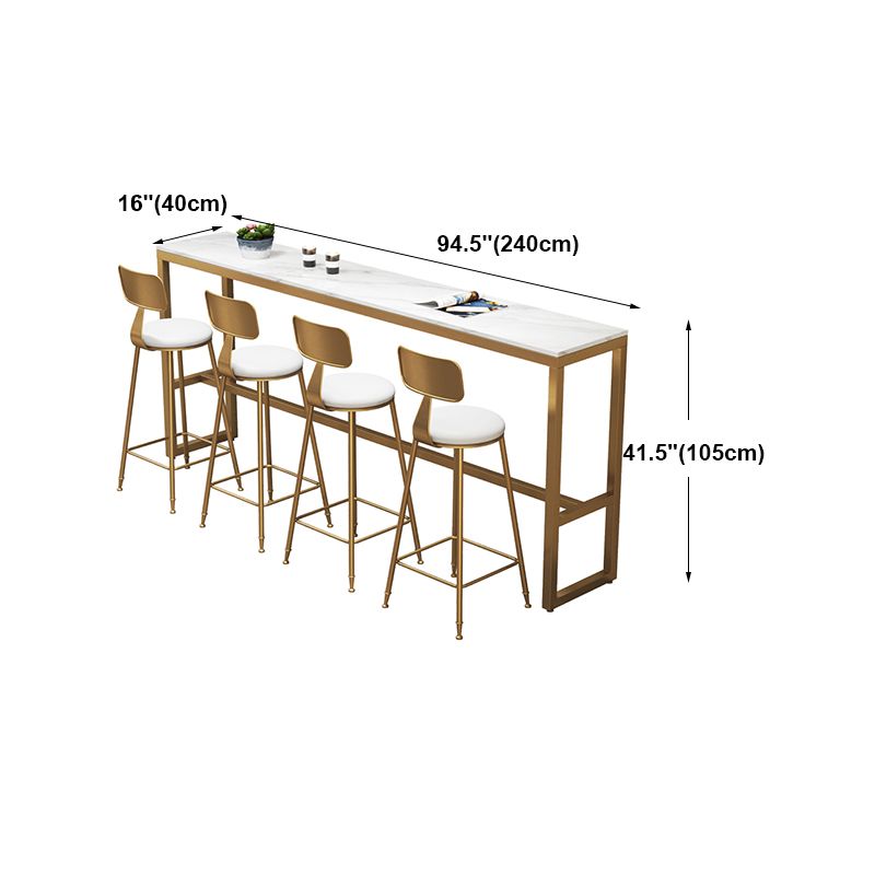 Glam Style Bar Table in Faux Marble and Iron Top Bar Table for Restaurant, Only Table Clearhalo 'Bar Furniture' 'Bar Tables' 'bar_tables' 'furn' 'furn_bar_tables' 'Furniture' 'furniture_bar_tables' 'Kitchen & Dining Furniture' 1200x1200_fedbddf7-6a8c-4477-b050-8e85cd614405