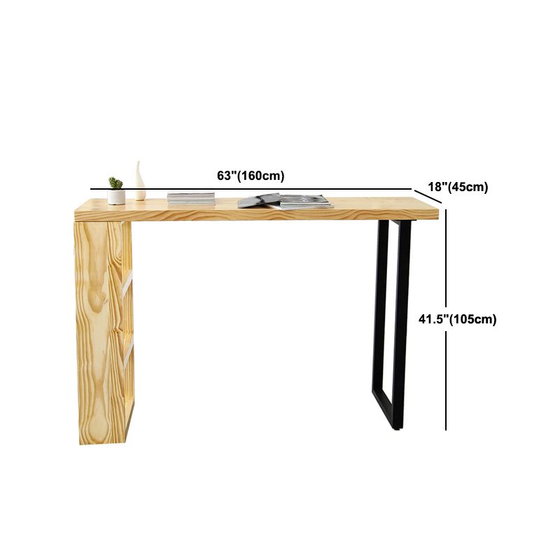 Table de bar moderne à 3 étagères Table de bar de bistro rectangulaire en bois massif en naturel