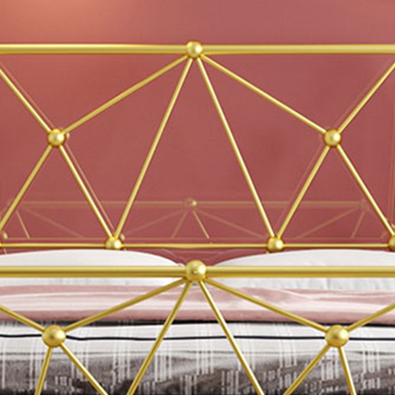 Glam Metallic Standard Bed,  Open-Frame Headboard Bed Frame with  Footboard