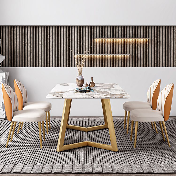 Iron and Slate Table Glam Style Simple Home Rectangular Dining Table Clearhalo 'Dining Tables & Seating' 'Dining Tables' 'dining_table' 'furn' 'furn_dining_table' 'Furniture' 'Kitchen & Dining Furniture' 1200x1200_fedeab72-d407-4ada-b361-3da9224b1137