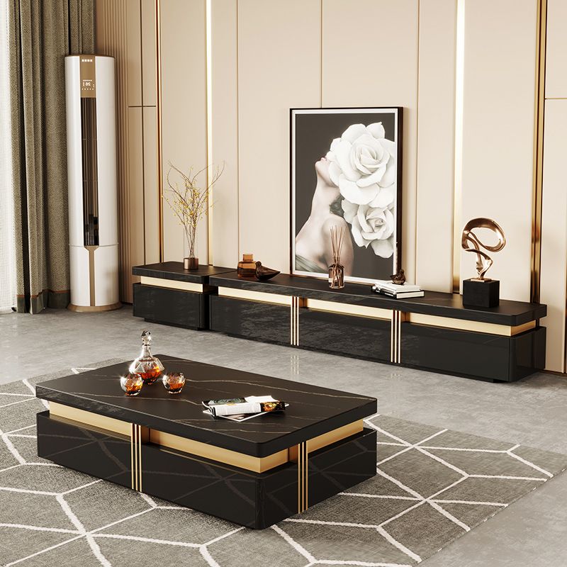 Slate Coffee or End Table with 4 Storage Drawers Contemporary Clearhalo 'Coffee & Accent Tables' 'Coffee Tables' 'coffee_tables' 'furn' 'furn_coffee_tables' 'Furniture' 'Living Room Furniture' 1200x1200_fedf7c85-5802-4256-8942-9f2c91b2b397