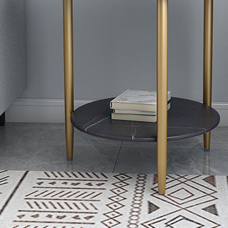 Nightand de table à accent en marbre faux contemporain 22,8 "Table table de nuit de lit avec 2 étagères