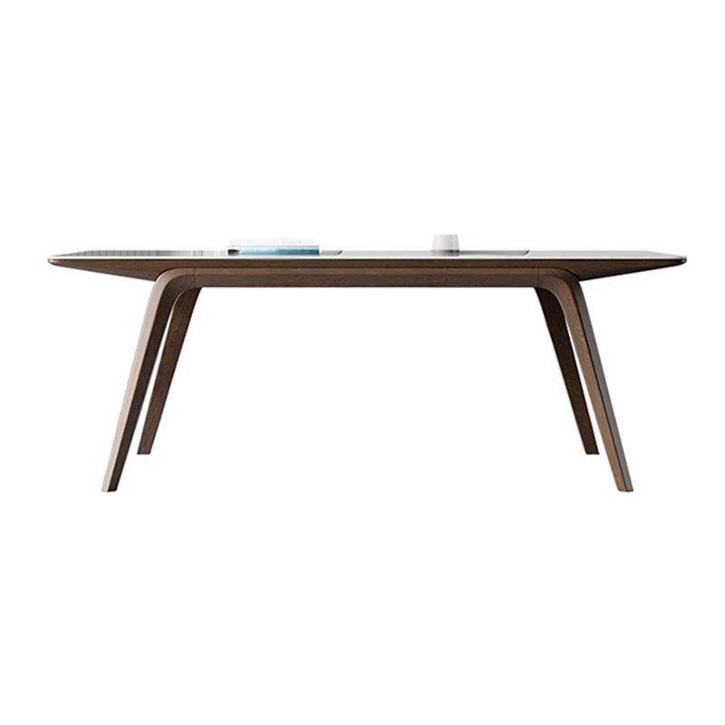 Table de salle à manger en pierre frittée de table rectangulaire moderne avec pieds en bois