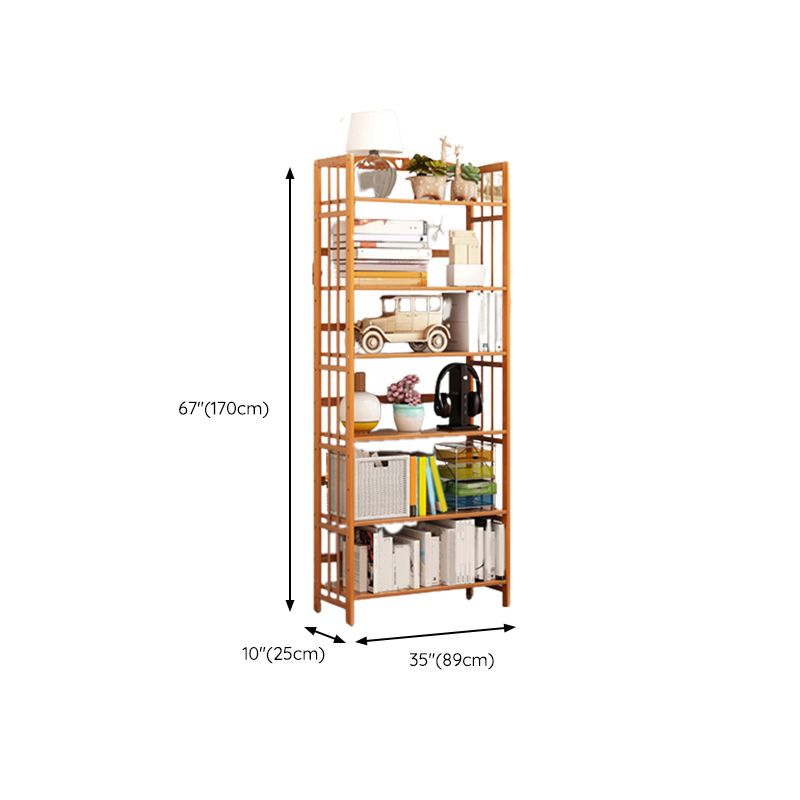 Modern Bamboo Floor Shelf Bookcase Open Etagere Bookshelf for Study Room
