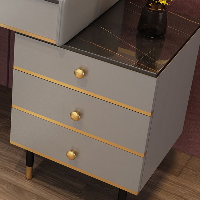 Glam Vanity Table Stone Top 15.75" W Makeup Desk with Drawers Clearhalo 'Bedroom Furniture' 'furn' 'furn_makeup_vanities' 'Furniture' 'Makeup Vanities' 'makeup_vanities' 1200x1200_fee98b30-a15e-429b-a11c-4bfff9f9b36d