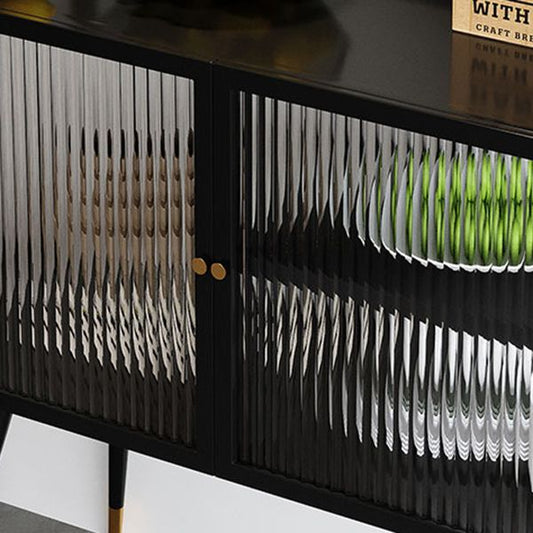Server da pranzo in ferro nero moderno a strisce di vetro a strisce armadi Sideboard per soggiorno
