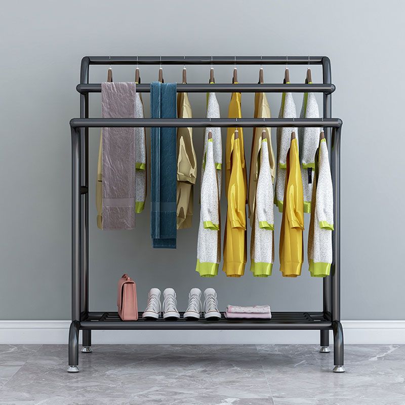 Colgador de capa de metal moderno 3 rieles colgantes y soporte de pasillo de estante inferior