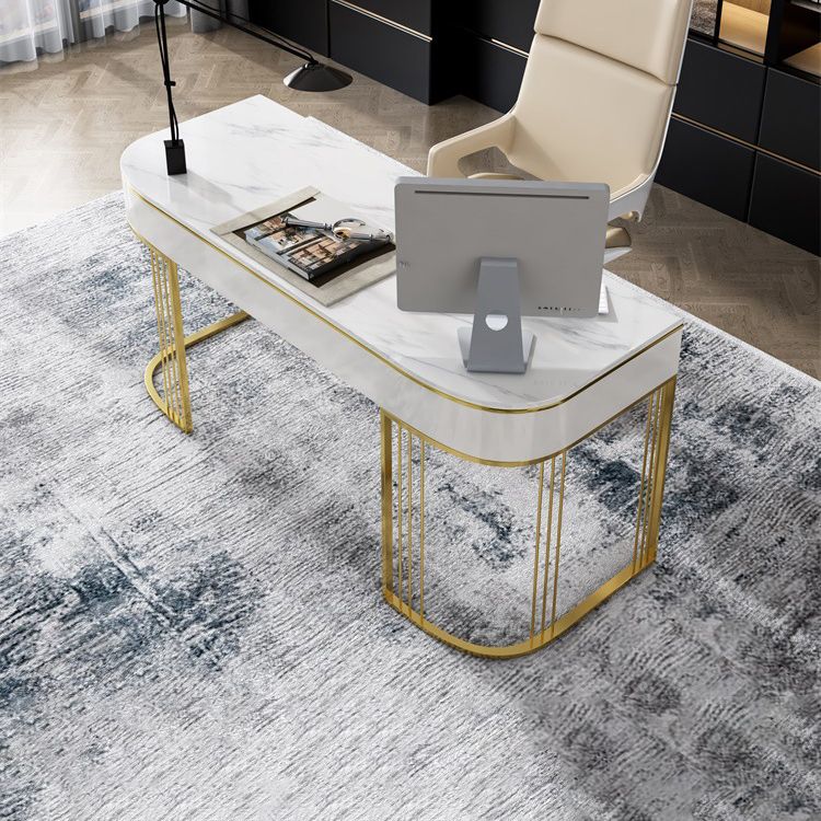 Escritorio de escritura de glam beige con escritorio de oficina de cajones de 23.6 "de ancho para la oficina
