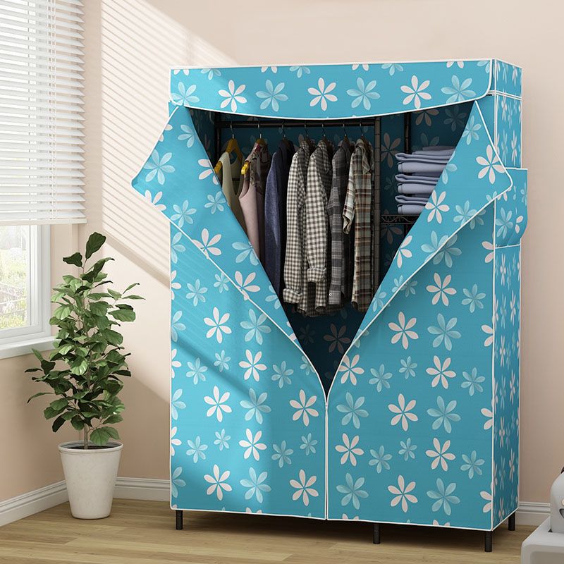 Armoire de garde-robe contemporaine Armoire de cadre en métal avec canne de vêtements et étagères pour la maison