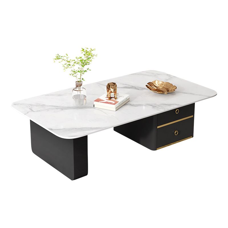 Modern Rectangular Slate Sled Coffee Table with Storage White Cocktail Table Clearhalo 'Coffee & Accent Tables' 'Coffee Tables' 'coffee_tables' 'furn' 'furn_coffee_tables' 'Furniture' 'furniture_coffee_tables' 'Living Room Furniture' 1200x1200_feed035c-0846-48b2-ae9e-25a9ee7b6be6