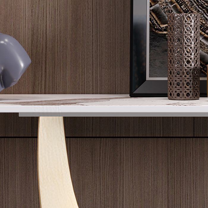 Glam Stone Console Table Stainless Steel Console Sofa Table for Hall