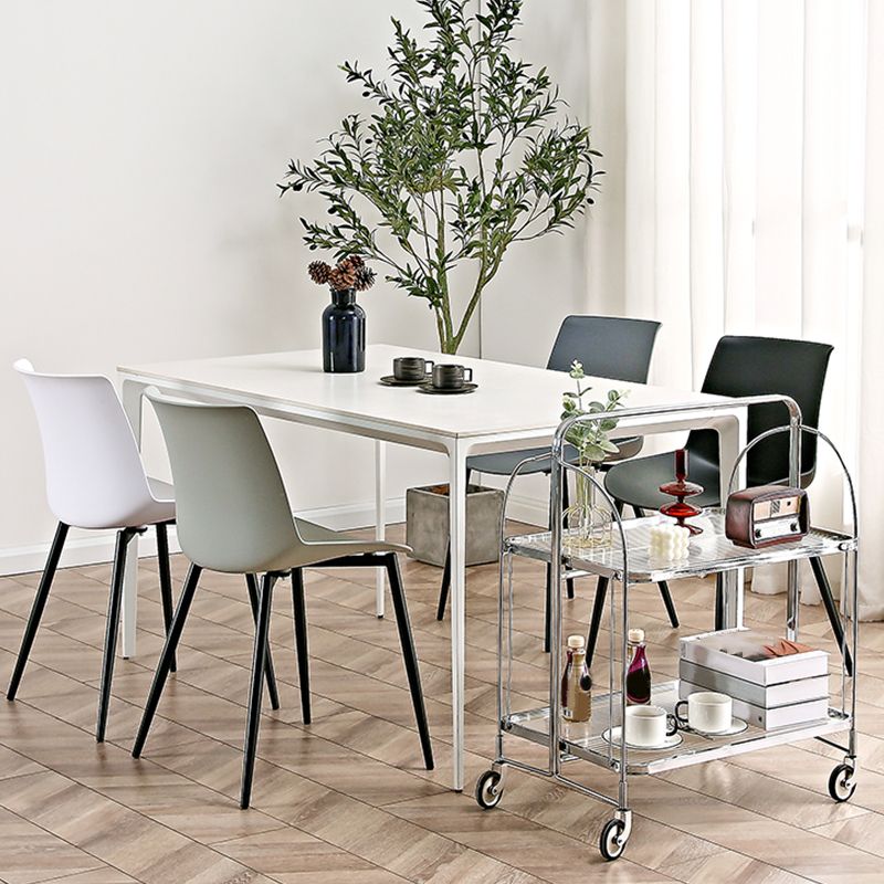 Nordic Solid Back Side Chair Plastic Indoor Arm Chair with Metal Base for Restaurant Clearhalo 'Dining Chairs' 'Dining Tables & Seating' 'dining_chair' 'furn' 'furn_dining_chair' 'Furniture' 'Kitchen & Dining Furniture' 1200x1200_feedc9e3-a723-484b-98f1-96147e4b76d3