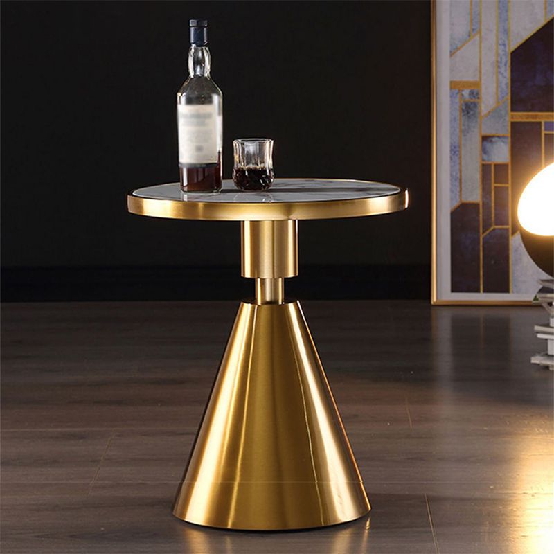 21.6" Tall Pedestal End Table, Glossy Marble Top Round End Table Clearhalo 'Coffee & Accent Tables' 'End & Side Tables' 'end_side_tables' 'furn' 'furn_end_side_tables' 'Furniture' 'Living Room Furniture' 1200x1200_fef103c4-98df-405b-9414-ea0b4439b652
