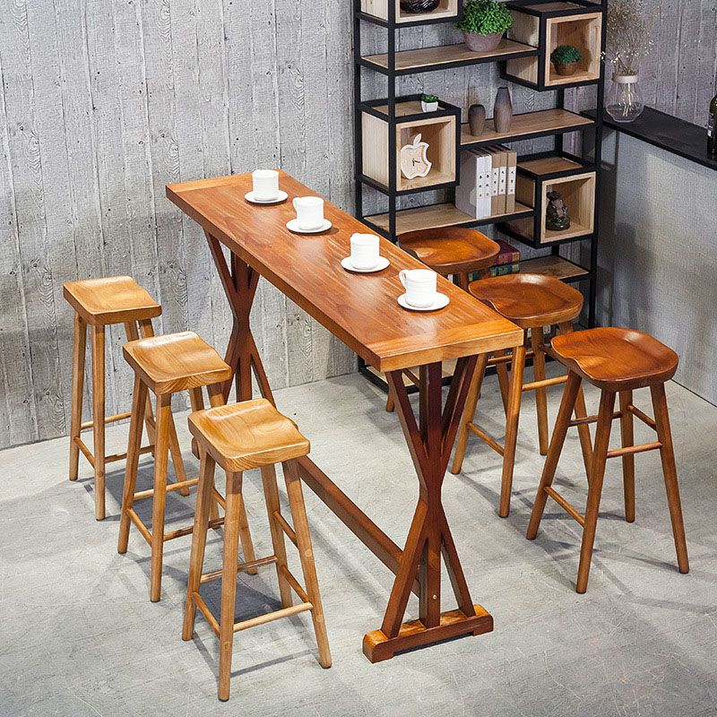 Modern Bar Table Set 1/2/4/7 Pieces Solid Wood Counter Table with Backless Stools Clearhalo 'Bar Furniture' 'furn' 'furn_home_bar_bar_sets' 'Furniture' 'Home Bars & Bar Sets' 'home_bar_bar_sets' 'Kitchen & Dining Furniture' 1200x1200_fef12a44-0fc0-4479-8c12-c09bb0c2b4ed