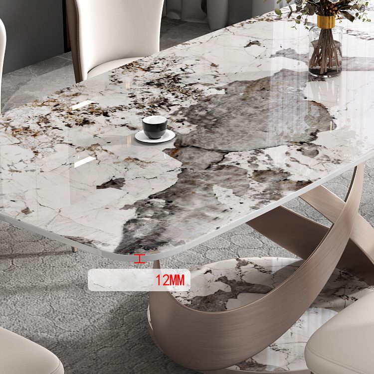 Minimalist Gray White Standard Dining Set Sintered Stone Rectangle Dining Set with Pedestal Base Clearhalo 'Dining Room Sets' 'Dining Tables & Seating' 'dining_room_set' 'furn' 'furn_dining_room_set' 'Furniture' 'furniture_dining_room_set' 'Kitchen & Dining Furniture' 'kitchen&dining_furn' 'kitchen' 1200x1200_fef415b6-9014-4758-a9ee-4a0ed7f680f4