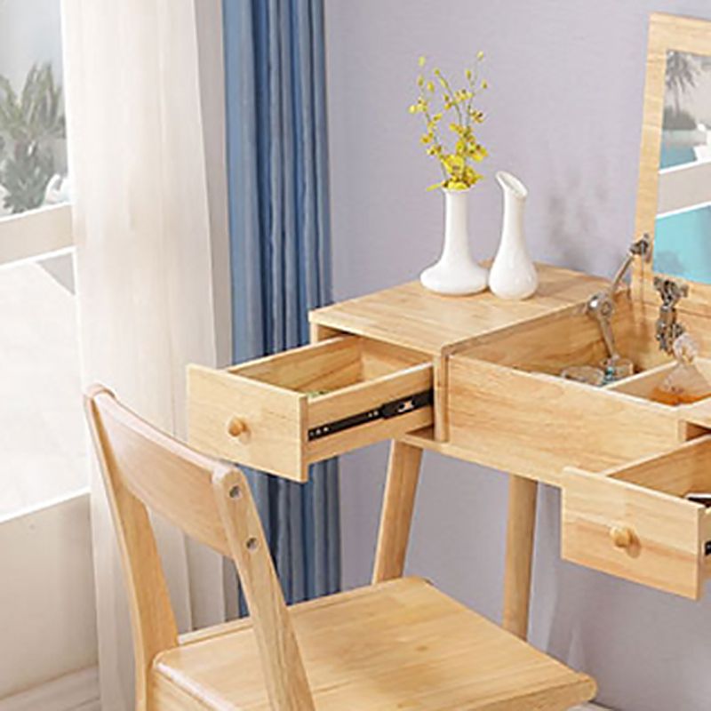 Tocador marrón set con espejo de 15.74 "mesas de tocador de madera de ancho con cajones