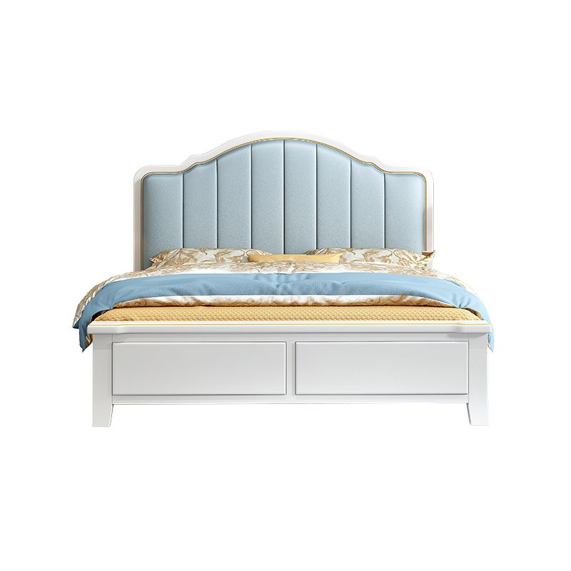 Telaio da letto in pelle con finto letto standard in legno glam con testiera