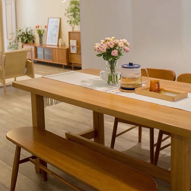 Rectangle Solid Wood Dining Table Modern Trestle Base Dining Table Clearhalo 'Dining Tables & Seating' 'Dining Tables' 'dining_table' 'furn' 'furn_dining_table' 'Furniture' 'furniture_dining_table' 'Kitchen & Dining Furniture' 'kitchen' 'kitchen_dining_table' 1200x1200_fef5370a-b44c-4763-ac6b-210cf7fb6bef