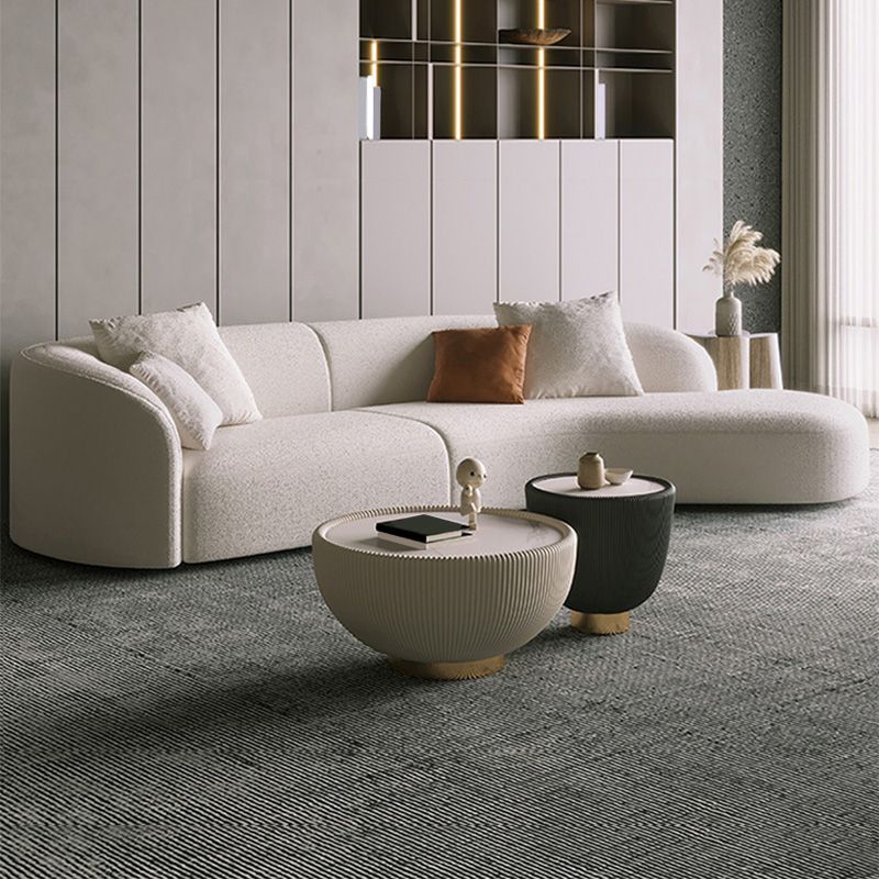 Scandinavian Tuxedo Arm Sofa with Chaise 27.56" H White Curved Sofa Clearhalo 'furn' 'furn_sectionals' 'Furniture' 'Living Room Furniture' 'Sectionals' 1200x1200_fef6a25d-e73d-4ef9-93a2-6a5fe1f53b11