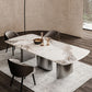 Rectangular Sintered Stone Dining Table Modern Gold Furniture with Tripod Base for Home
