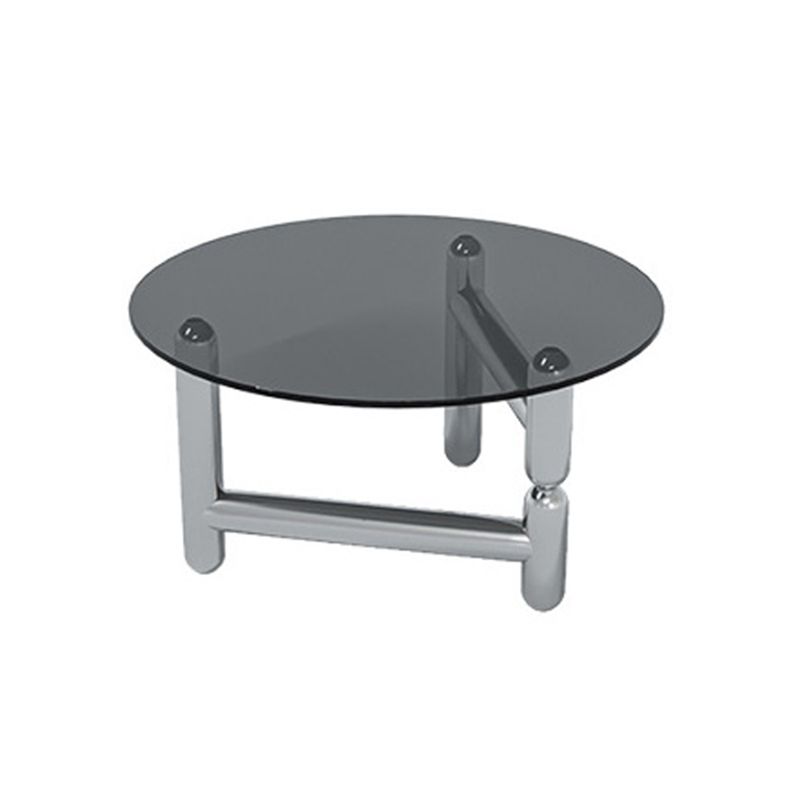 Table basse ronde en verre et acier, 3 pieds, 1 table basse simple