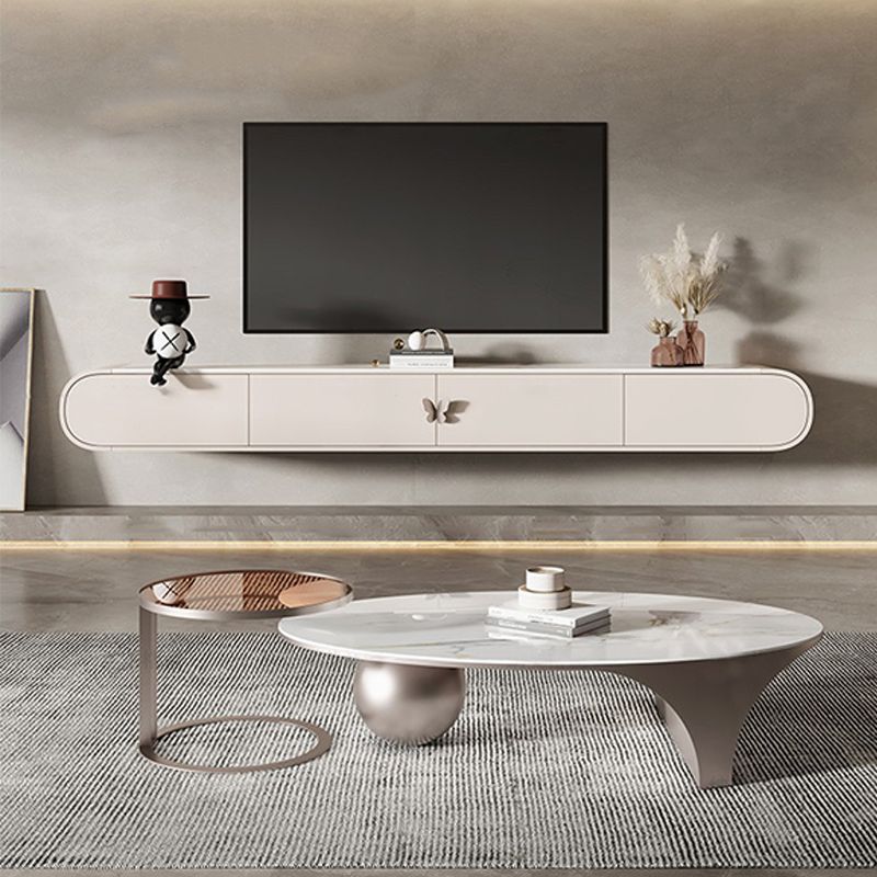 White Slate TV Cabinet Gorgeous Style Simple Home Wall-mounted TV Media Console Clearhalo 'furn' 'furn_tv_stands_entertainment_centers' 'Furniture' 'Living Room Furniture' 'TV Stands & Entertainment Centers' 'TV Stands & Media Storage Furniture' 'tv_stands_entertainment_centers' 1200x1200_fefa8798-7aac-4304-90e4-b3fbcec8369e