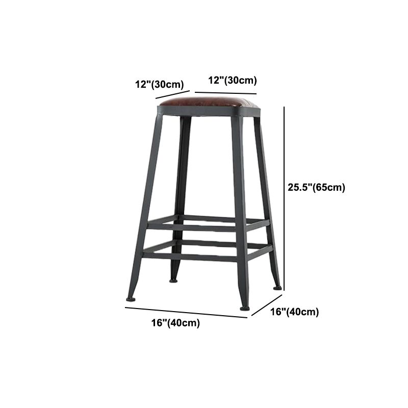 Industrial Armless Counter Stool Iron Milk Tea Shop Bar Stool with Cushion and Pedal Clearhalo 'Bar Furniture' 'Bar Stools' 'bar_stools' 'furn' 'furn_bar_stools' 'Furniture' 'Kitchen & Dining Furniture' 1200x1200_fefbe22c-318b-40e0-bc4f-73ab79294b88