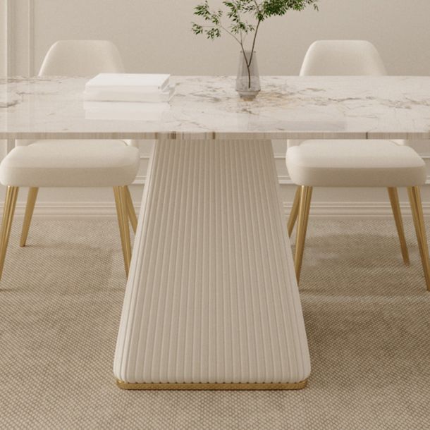 Juego de comedor Glam de piedra sinterizada, rectangular, 1/4/5/7 piezas, con base de pedestal