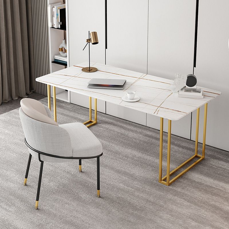 Glam Stone gebogen kantoorbureau 29.53 "Tall Sled Base Writing Desk