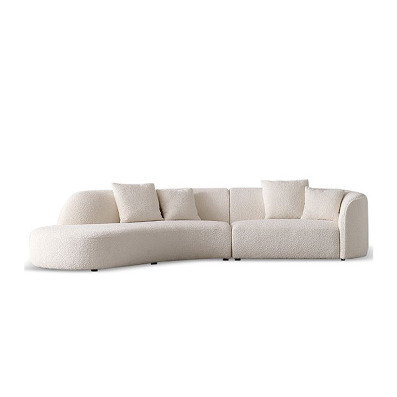 Contemporary Wool Sofa in White Simple Living Room Curved Seating Clearhalo 'furn' 'furn_sectionals' 'Furniture' 'Living Room Furniture' 'Sectionals' 1200x1200_fefeab20-0320-452f-9ab7-90f405dfbb85