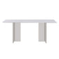 Modern Sintered Tone Top Dining Table Rectangle White with Acrylic Double Pedestal