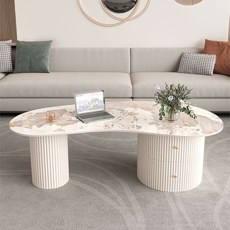 Slate Coffee Table with 2 Legs Modern Coffee Cocktail Table with Drawer Clearhalo 'Coffee & Accent Tables' 'Coffee Tables' 'coffee_tables' 'furn' 'furn_coffee_tables' 'Furniture' 'Living Room Furniture' 1200x1200_feffd839-bc41-4259-a297-014a47bd25ab