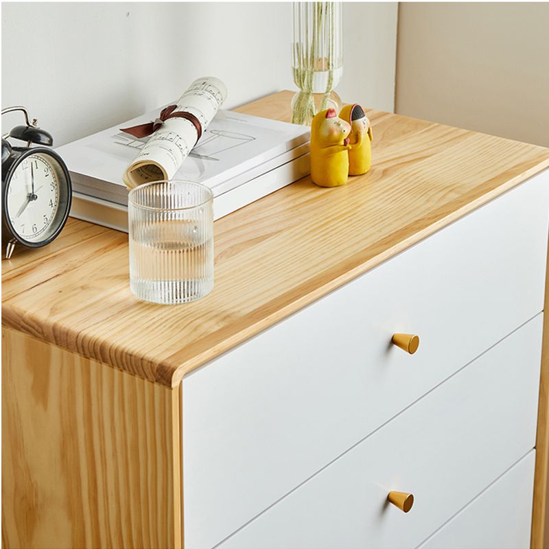 Contemporary Pine Wood Dresser Bedroom Vertical Lingerie Chest Dresser with Drawer