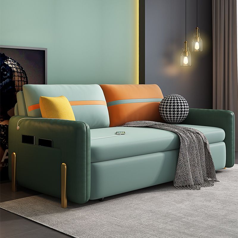 Square Glam Glam Faux Cuir Tache résistant au lit de canapé en vert