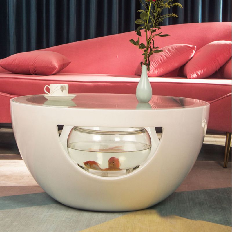 Tavolino in vetro rotondo moderno scaffale semplice incluso tavolo da cocktail - dia 32.28 "