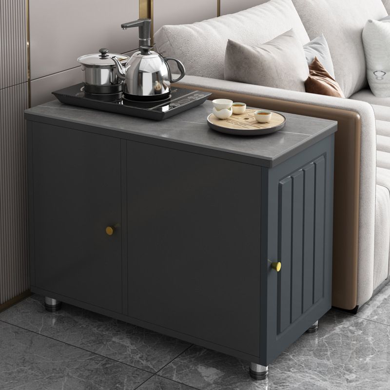 Rectangular Stone Side Table 24.41" Tall 2-Door End Table with Storage Clearhalo 'Coffee & Accent Tables' 'End & Side Tables' 'end_side_tables' 'furn' 'furn_end_side_tables' 'Furniture' 'Living Room Furniture' 1200x1200_ff01fa21-ee69-46ac-9ac4-29fcf62f6dc5