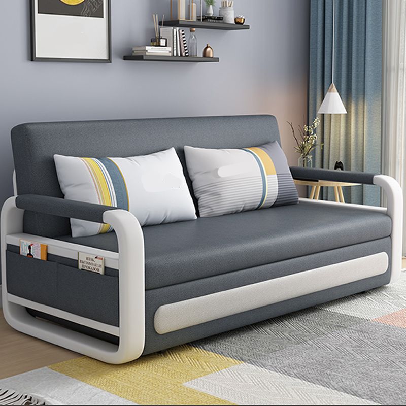 Cama de sofá de cuero de falso gris profundo 33.46 "Sofá de dormir de brazo cuadrado de ancho