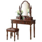 Table de bureau de vanité de maquillage traditionnelle avec tiroir en marron pour chambre à coucher
