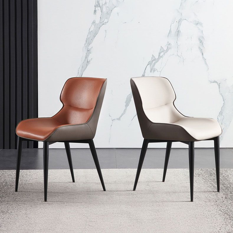 Contemporary Dining Room Chairs Matte Finish Leather Curved Parsons Arm Chair Clearhalo ' kitchen&dining_furn' 'Dining Chairs' 'Dining Tables & Seating' 'dining_chair' 'furn' 'furn_dining_chair' 'Furniture' 'furniture_dining_chair' 'Kitchen & Dining Furniture' 'kitchen' 1200x1200_ff037aec-38d7-4f64-b150-abe0f8cc9f67
